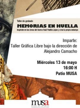 Cartel del Taller de grabado: Memorias en huella