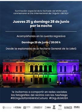 Cartel de la Iluminación especial de la fachada del MUSA para conmemorar el Día Internacional del Orgullo LGBTIQ+