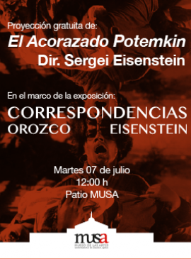 Cartel de la Proyección gratuita de El acorazado Potemkin, en el MUSA