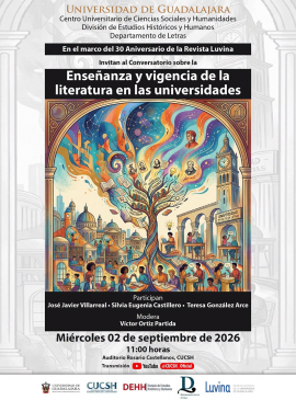 Cartel del Conversatorio sobre la Enseñanza y vigencia de la literatura en las universidades