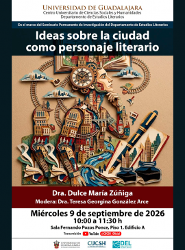 Cartel de las Charla: Ideas sobre la ciudad como personaje literario