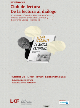 Cartel del Club de Lectura. De la lectura al diálogo: La amiga estupenda