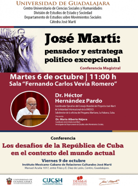 Cartel de la Conferencia magistral: José Martí: pensador y estratega político excepcional