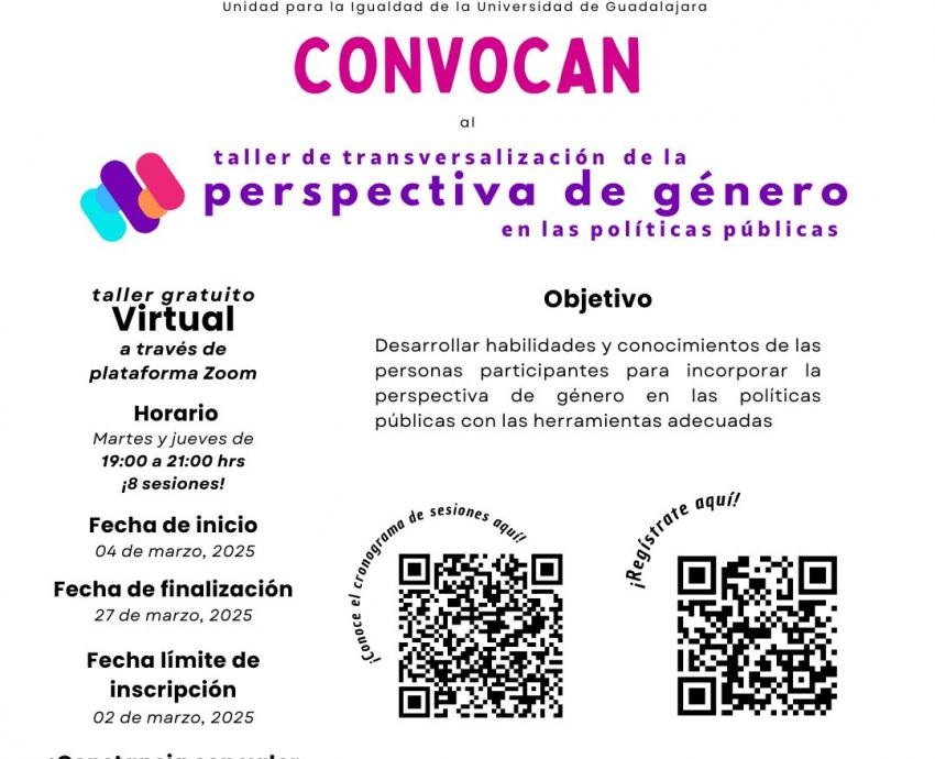 En el marco del 8M, impartirán taller en favor de la igualdad entre hombres y mujeres 