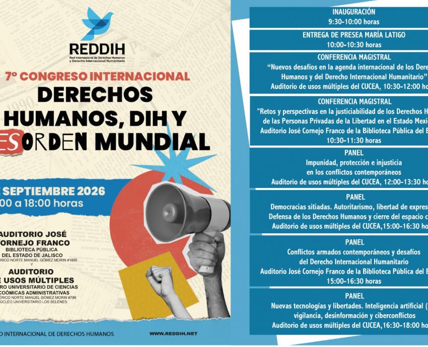 Disertarán en congreso sobre “Derechos humanos, derecho internacional humanitario y (Des) orden mundial”