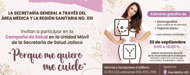 Cartel de la Campaña de salud en la Unidad Móvil de la Secretaría de Salud Jalisco
