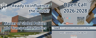 Cartel de la Master of Global Politics and Transpacific Studies, open call 2026-2028