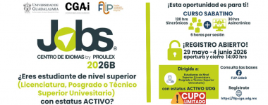 Cartel de ¿Eres estudiante activo nivel superior con estatus ACTIVO? Regístrate a cursos de inglés SABATINO 2026B