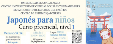 Cartel de Japonés para niños. Curso presencial, nivel 1. Verano 2026
