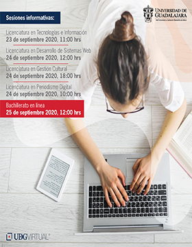 Sesiones informativas de bachillerato y licenciaturas de UDGVirtual, calendario 2021-A